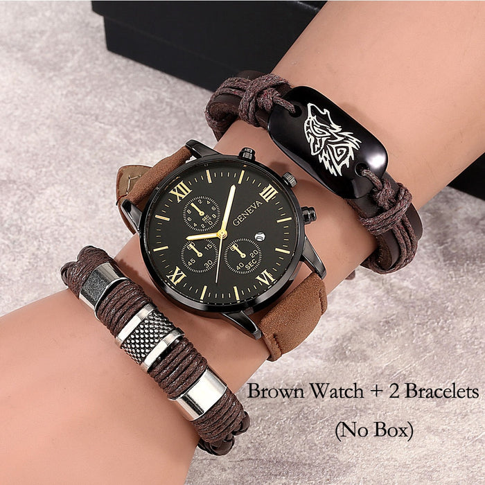 Men's Watch & Bracelet Set