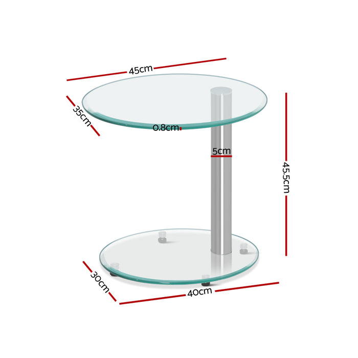 2-Tier Tempered Glass Side Table