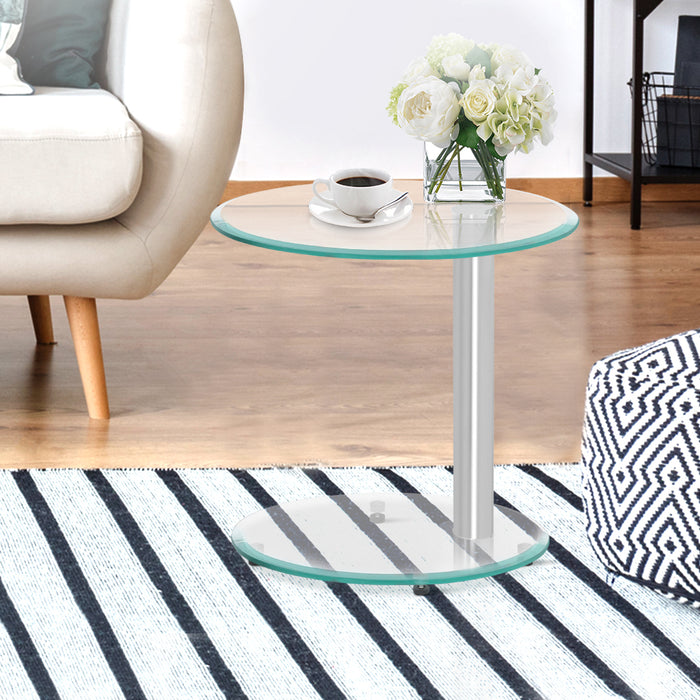 2-Tier Tempered Glass Side Table