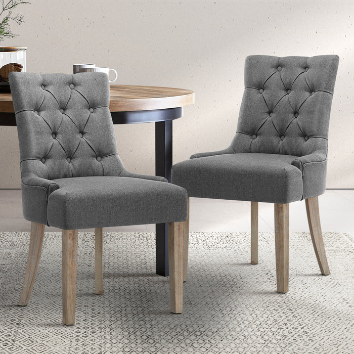 Set of 2 French Provincial Dining Chair - Grey