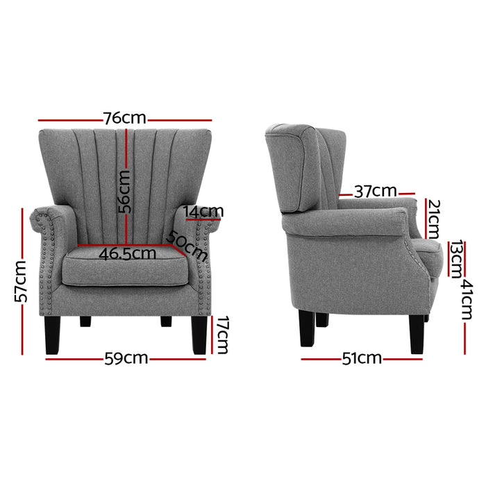 Upholstered Fabric Armchair - Grey