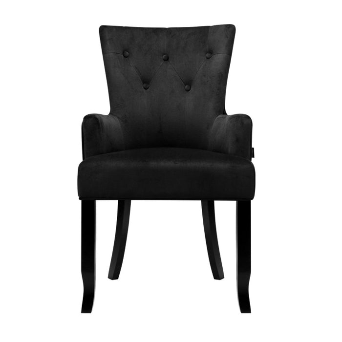 French Provincial Velvet Dining Chair - Black