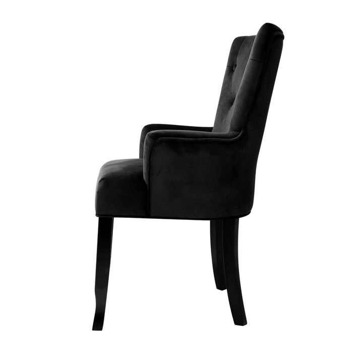 French Provincial Velvet Dining Chair - Black