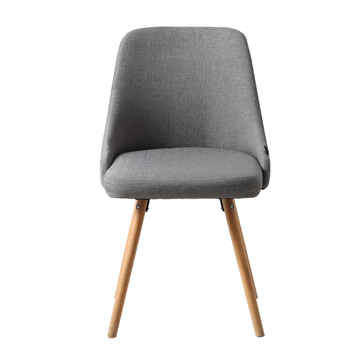 Set of 2 Beech Wood Fabric Dining Chairs - Grey
