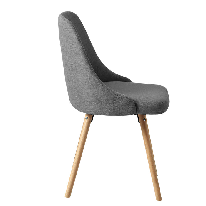 Set of 2 Beech Wood Fabric Dining Chairs - Grey