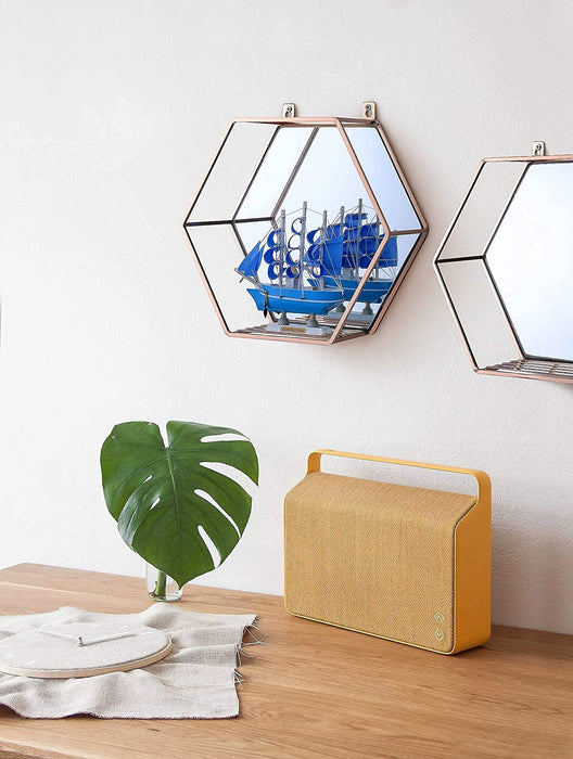 Hexagon Hanging Mirror - Rose Gold