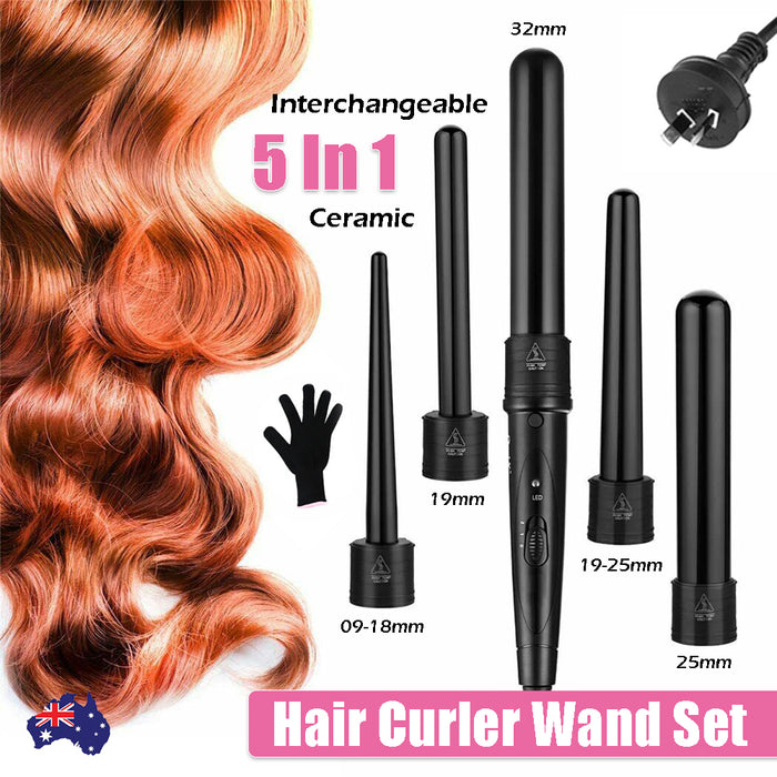 5 in 1 Ceramic Hair Curling Wand Set