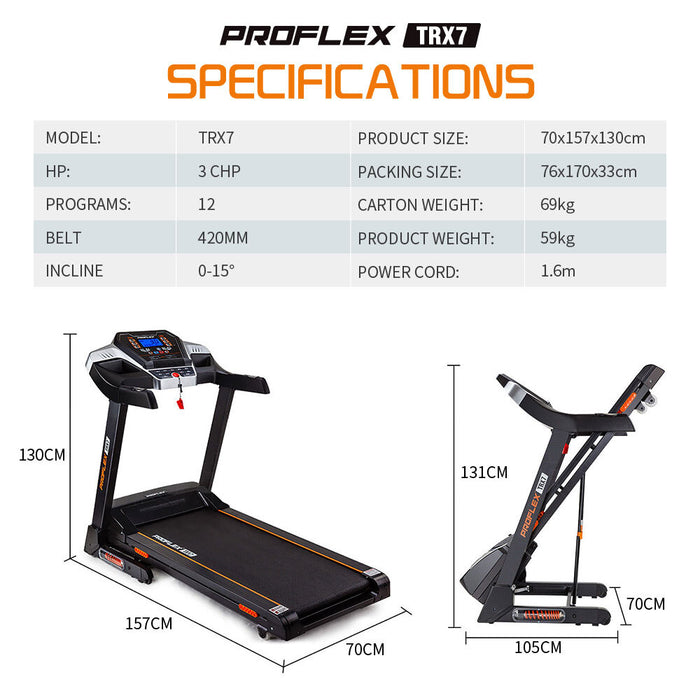 PROFLEX Electric Treadmill Exercise Machine