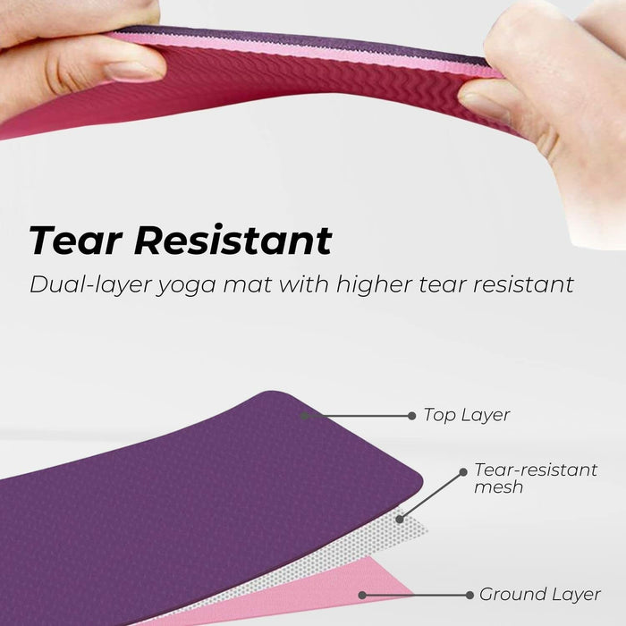 Yoga Mat Dual Colour (Lavender) with Yoga Bag and Strap
