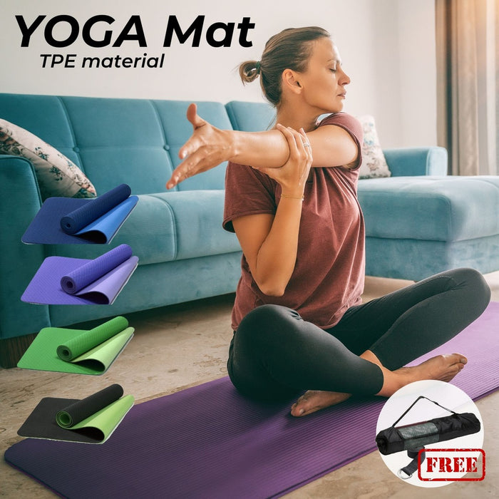 Yoga Mat Dual Colour (Lime) with Yoga Bag and Strap