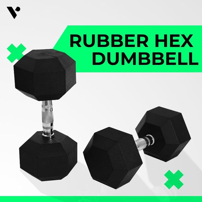 Rubber Hex Dumbbells (10KG x 2)