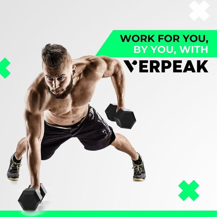 VERPEAK Rubber Hex Dumbbells 20kg