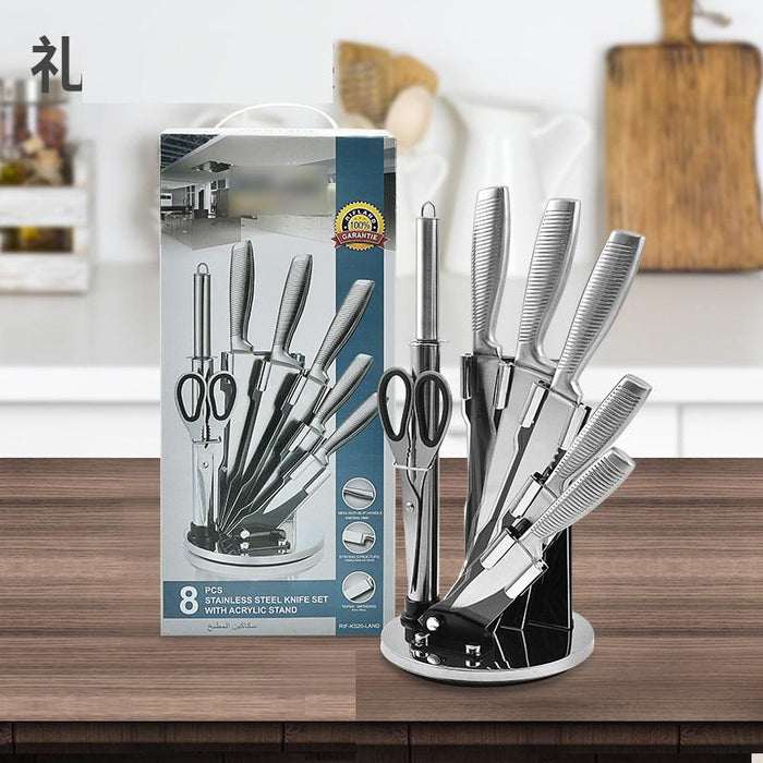 Stainless Steel 8pc Kitchen Knife Block Set