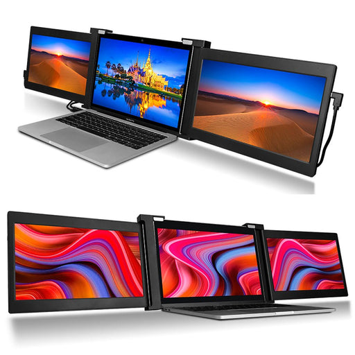 11.9 Inch Triple Portable Monitor 2022 FOPO 1080P FHD IPS Attachable Triple Monitor Extender, Triple Screen for Laptop of 13-16" Compatible with Windows/Mac/Switch/Xbox Connect with USB-C/HDMI"