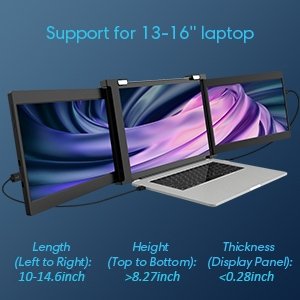 11.9 Inch Triple Portable Monitor for 13-16" Laptops