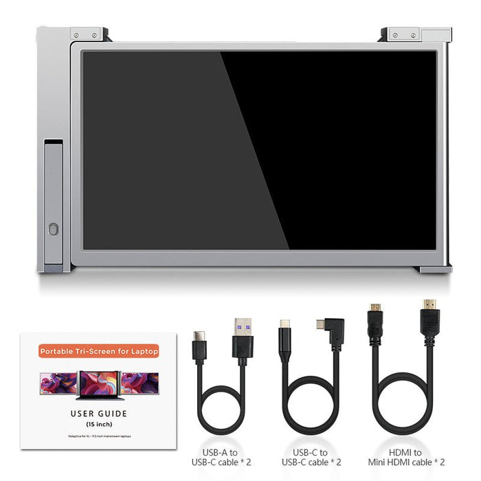 15 Inch Triple Portable Monitor for 15-17" Laptops