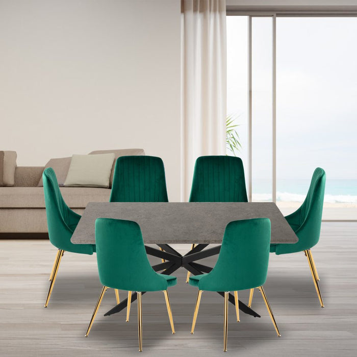 Green Velvet Banquet Dining Set