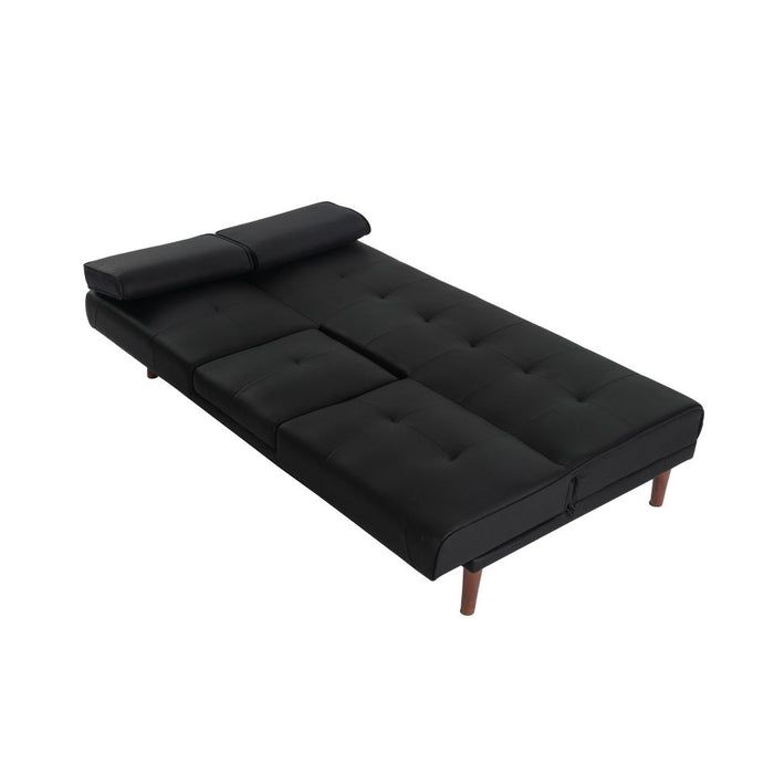 3 Seater Adjustable Sofa Bed With Cup Holder - Black
