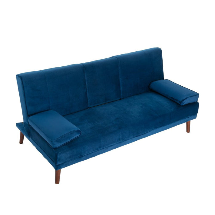 3 Seater Sofa Bed Couch with Cup Holder - Velvet Navy