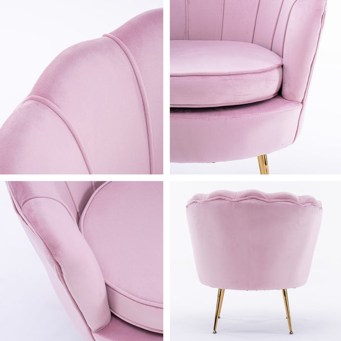 La Bella Shell Scallop Velvet Armchair - Pink