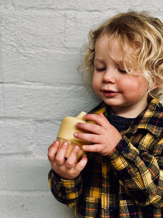 Kids 190ml bamboo cup with silicone sippy lid