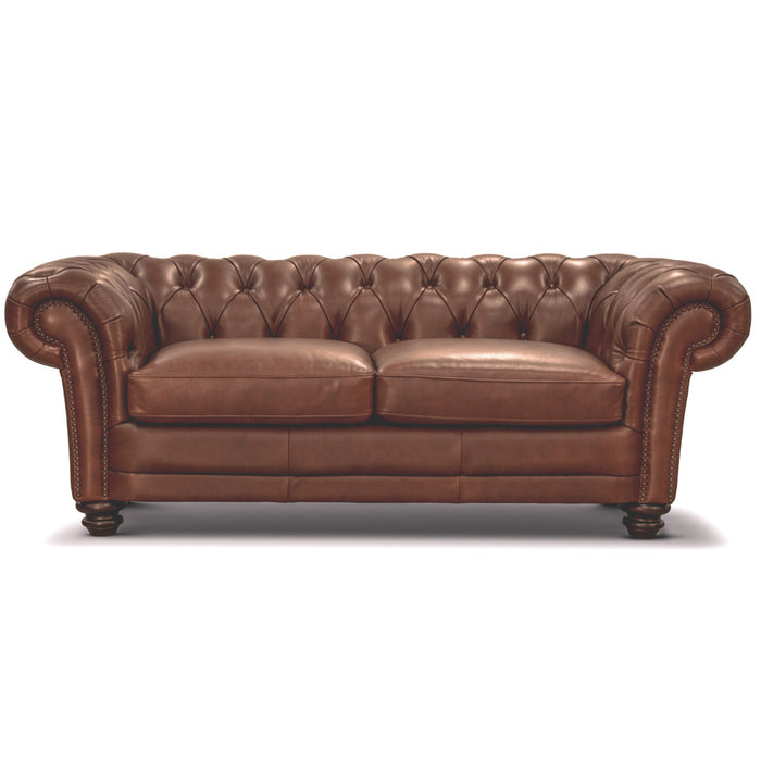 2.5 Seater Genuine Leather Chesterfield Lounge - Butterscotch