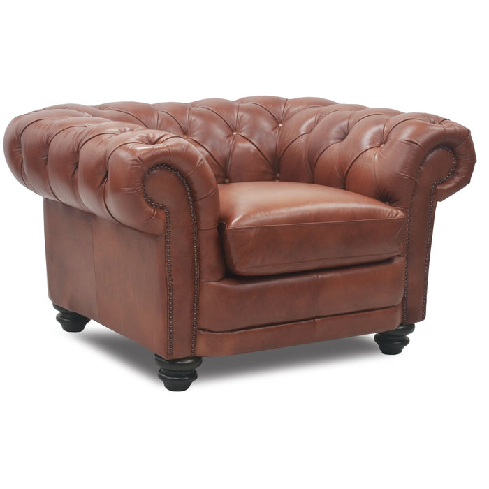 1 Seater Genuine Leather Chesterfield Lounge - Butterscotch
