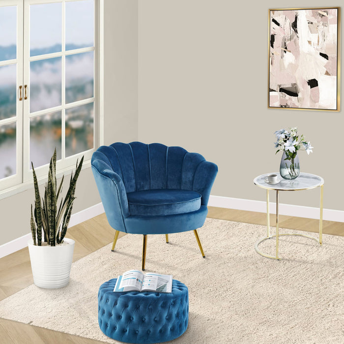 Velvet Fabric Accent Sofa Love Chair - Blue