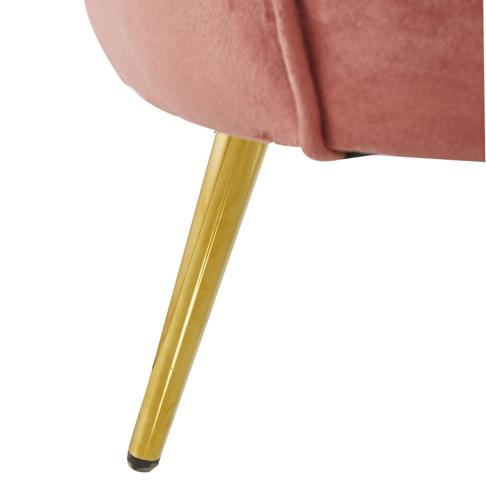 Velvet Fabric Accent Sofa Love Chair - Rose Pink
