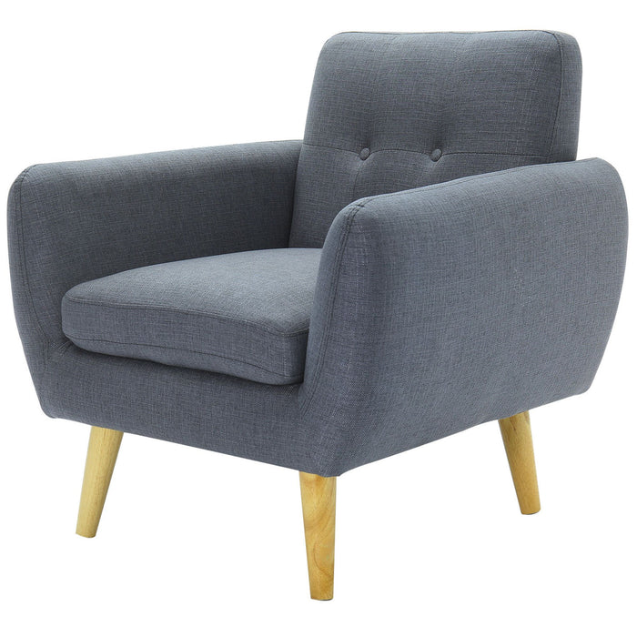 Dane Fabric Upholstered Armchair Set of 2 - Dark Grey