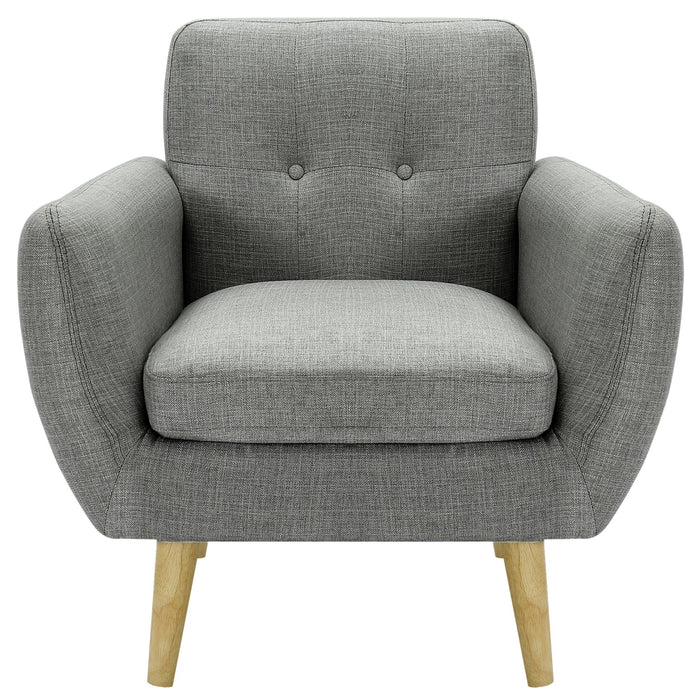 Dane Fabric Upholstered Armchair Set of 2 - Mid Grey