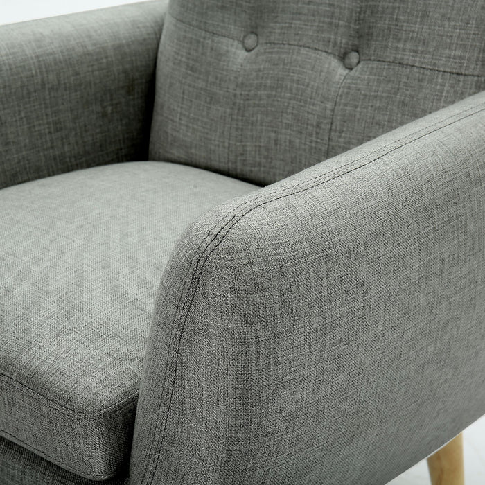 Dane Fabric Upholstered Armchair Set of 2 - Mid Grey