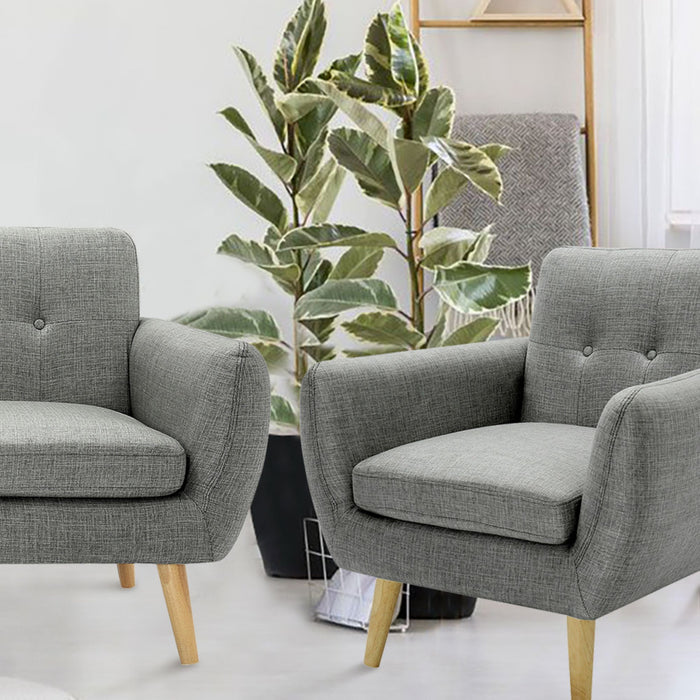 Dane Single Fabric Upholstered Armchair - Mid Grey