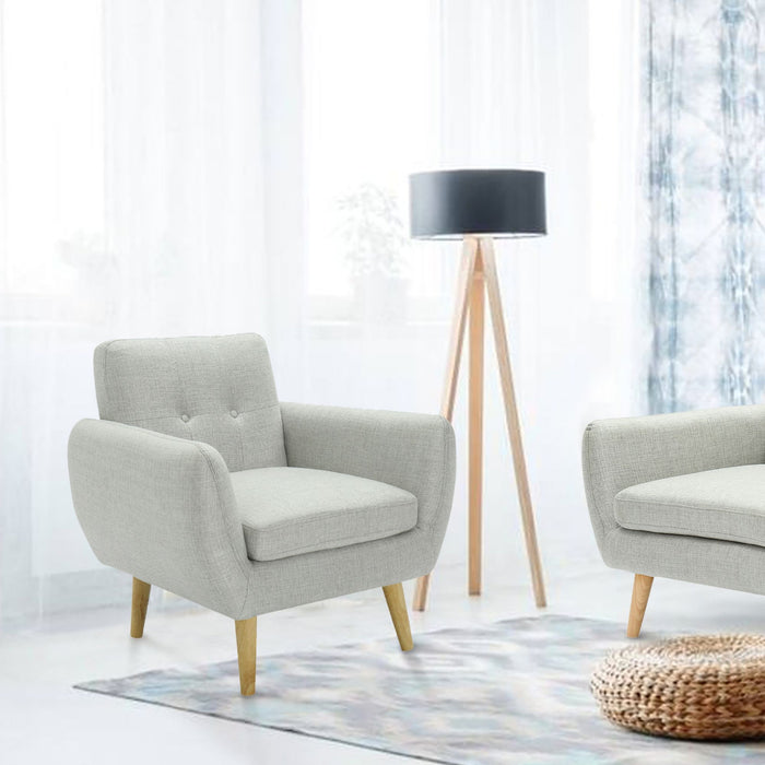 Dane Fabric Upholstered Armchair - Light Grey