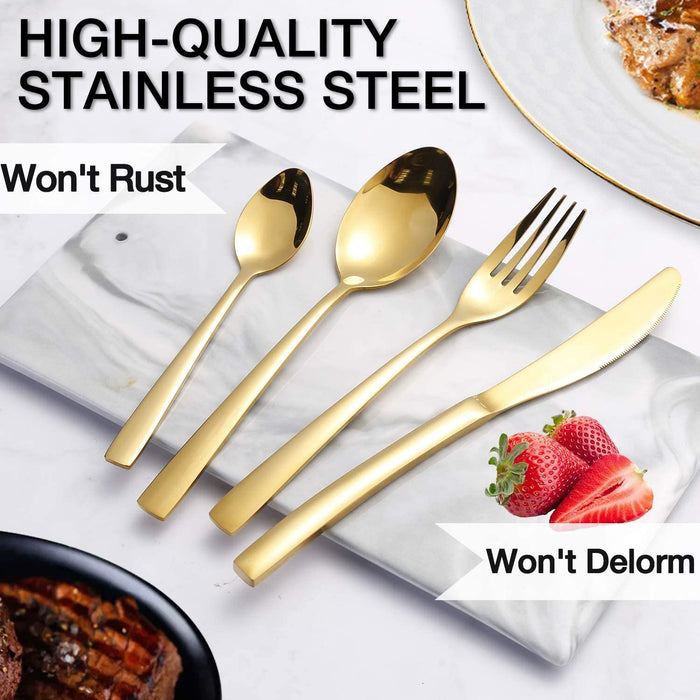 24pcs Stainless Steel Gold Cutlery Set