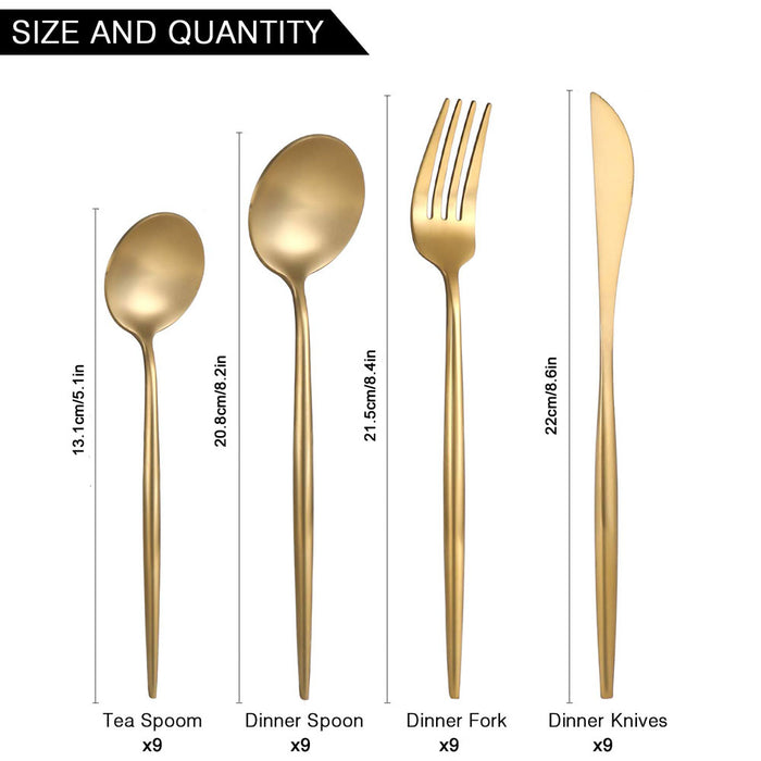 36pcs Stainless Steel Gold Cutlery Set