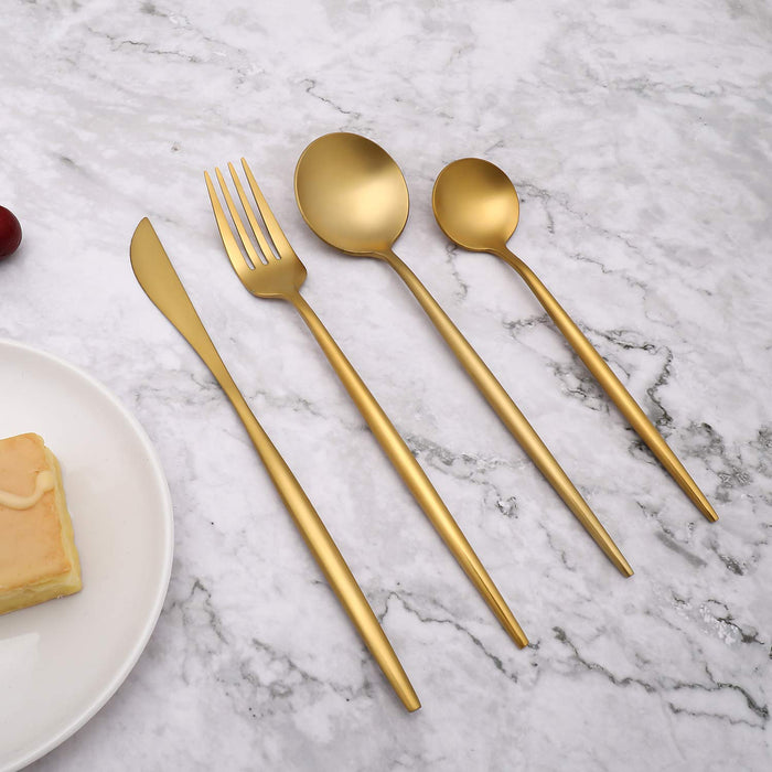 36pcs Stainless Steel Gold Cutlery Set