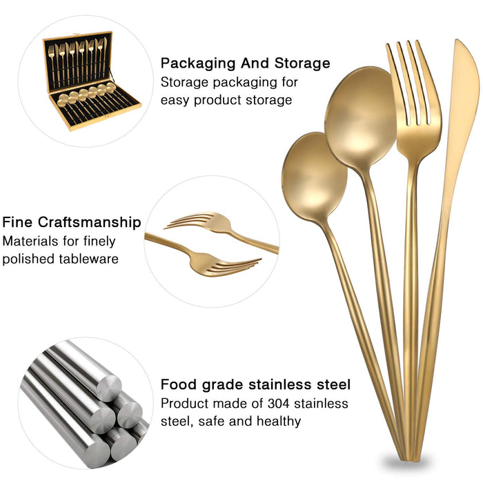 36pcs Stainless Steel Gold Cutlery Set