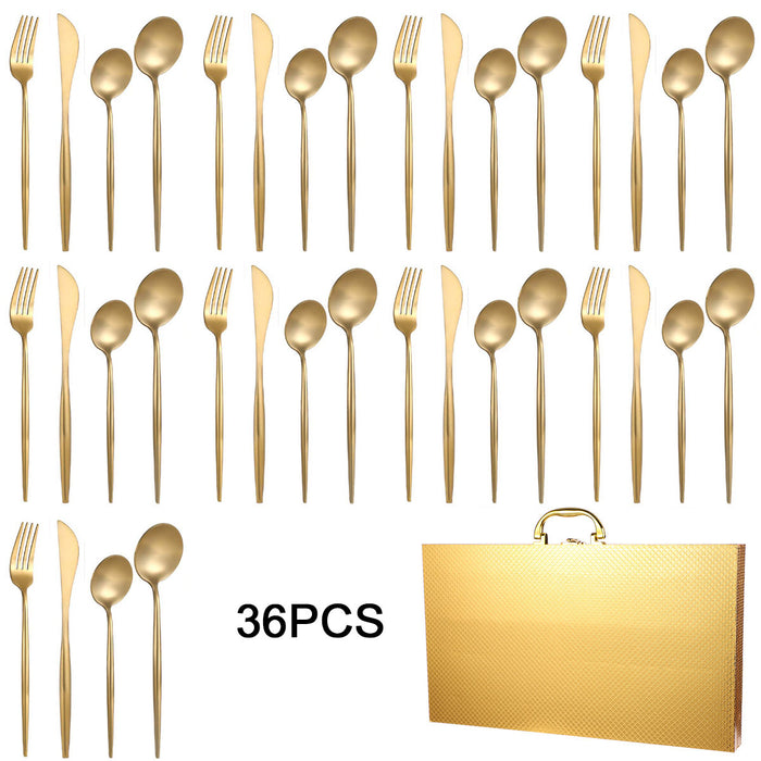 36pcs Stainless Steel Gold Cutlery Set