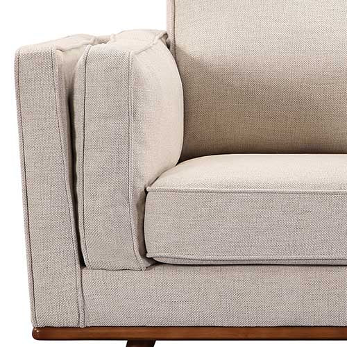 3+2+1 Seater Sofa Beige Fabric Lounge Set with Wooden Frame