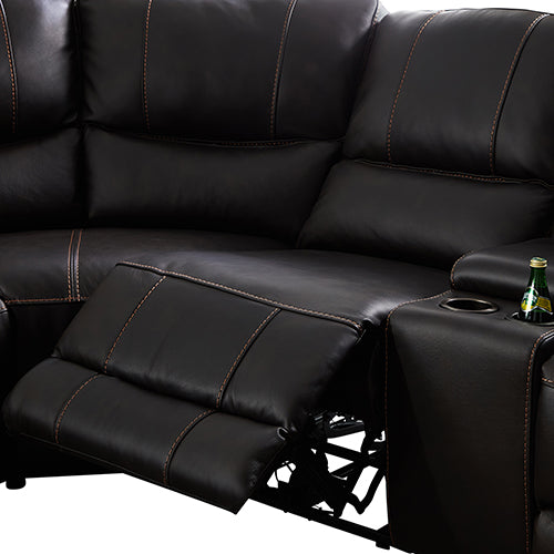 Genuine Dark Brown Leather Round Corner Electric Recliner with 2x Cup Holders