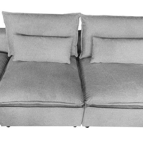6 Seater Cloud Sectional Sofa in Belfast Fabric Grey with Ottoman