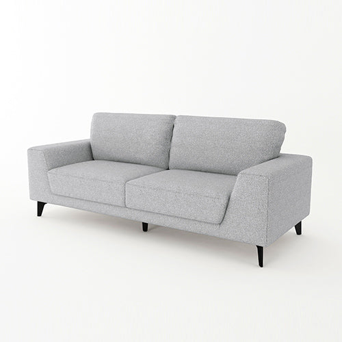 3 Seater Sofa Light Grey Fabric Lounge Set with Solid Wooden Frame Black Legs