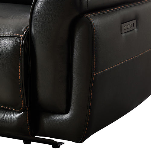 Genuine Black Leather 6 Seater Corner Recliner Sofa