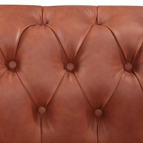 3 Seater Chesterfireld Style Brown Sofa Lounge in Faux Leather