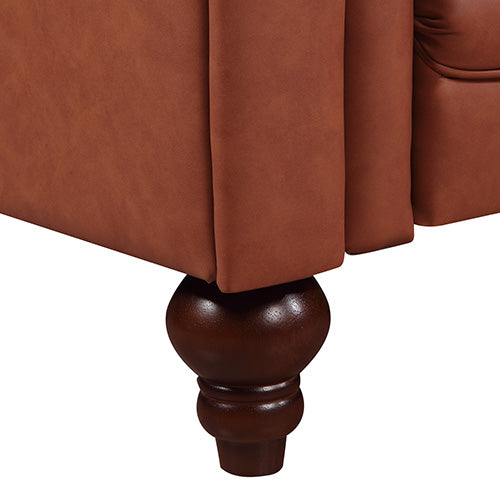 3 Seater Chesterfireld Style Brown Sofa Lounge in Faux Leather