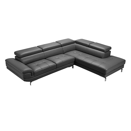 5 Seater Grey Leatherette Corner Lounge Set with Chaise