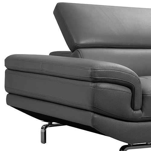 5 Seater Grey Leatherette Corner Lounge Set with Chaise