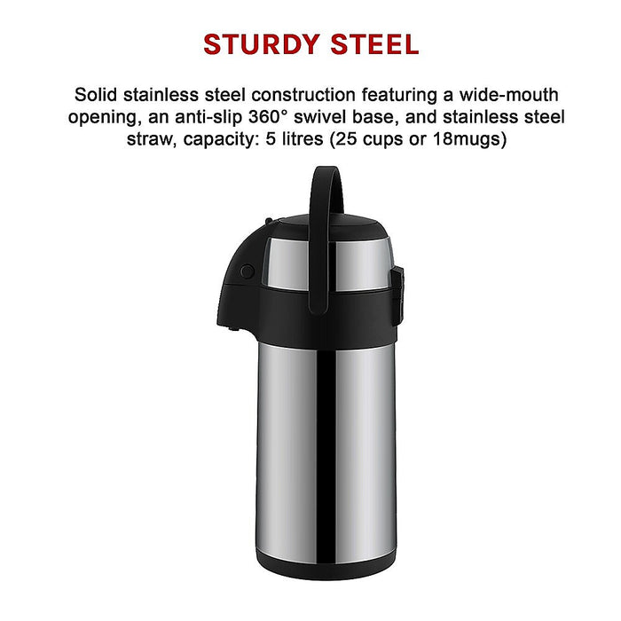 Insulated Air Pot Flask for Tea/Coffee 5L