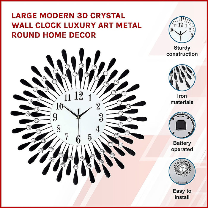 Large Modern 3D Crystal Wall Clock